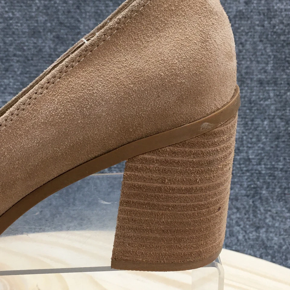 Joie Zapatos Mujer 9M Wevenly Mocasín Cuero Marrón Tacones Bloque Informales Sin Cordones NUEVO Foto 4 de 4