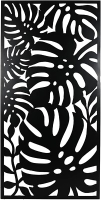 Innen Außen Schwarz Metall Wand Paravent Garten Blätter Muster Grafik 120x60x1 cm