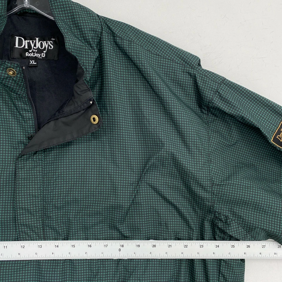 FootJoy DryJoys Mens Quarter Zip Jacket Size XL Green Houndstooth Rain Wind Golf - Image 4 of 4
