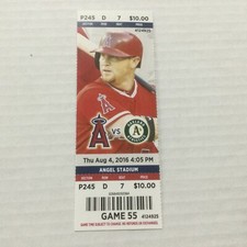 ANGELS 2016 TICKET STUB 8/4/16 VS A'S~Ji-Man Choi FIRST 2 HR GAME