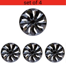 Snap-On Black Wheel Covers Universal Fit 15 Inch, Reinforced ABS (4-Pack)
