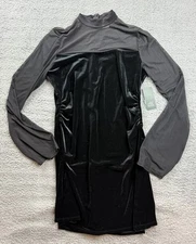 Wild Fable Women's Size Medium Bell Long Sleeve Mesh Mini A-Line Dress Black