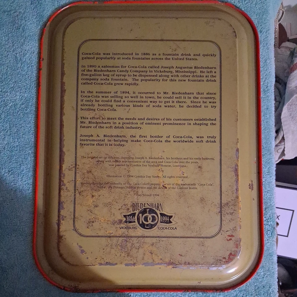 1994 Coca-Cola Biedenharn 100-Yr Celebration Tray Vicksburg Centennial 1894-1994 - Image 4 of 4