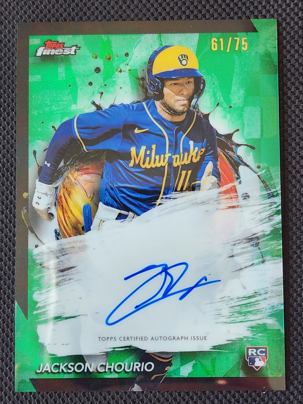 2024 JACKSON CHOURIO Topps Finest RC GREEN AUTO REFRACTOR #/75 Rookie Autograph