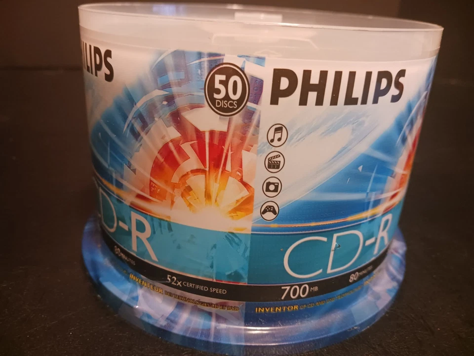 NEW Philips CD-R 50 Pack 700 MB 80 Min 52x Factory Sealed Blank Discs - Image 2 of 4