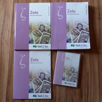NEW Math-U-See Zeta Complete Set Instruction Manual, Test, Student Workbook, DVD