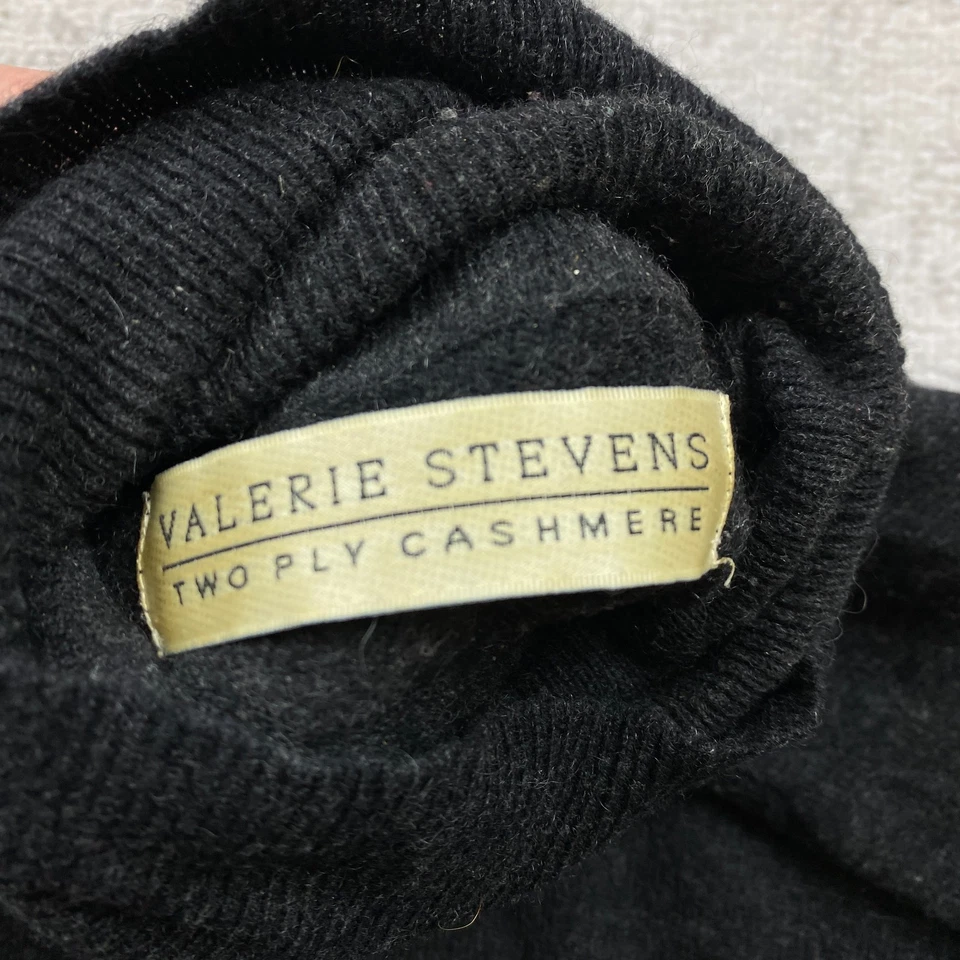 Valerie Stevens Cashmere Turtleneck Sweater Ladies Small Black Gray Prep Womens - Image 4 of 4