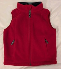 Vintage Y2K LL Bean Youth Fleece Vest Size M 5-6 Red Zip Up Outdoors Casual Kids