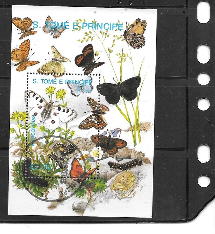 ST THOMAS SC#898b BUTTERFLIES CTO USED XF BEAUTIFUL SOUVENIR SHEET TOPICAL STAMP