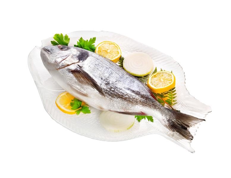 Fischplatte aus Glas Fischteller / Servierteller in Fischform