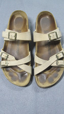 Birkenstock Women's 10-41 Franca Beige Leather Strappy Comfort Hippie Bohemian