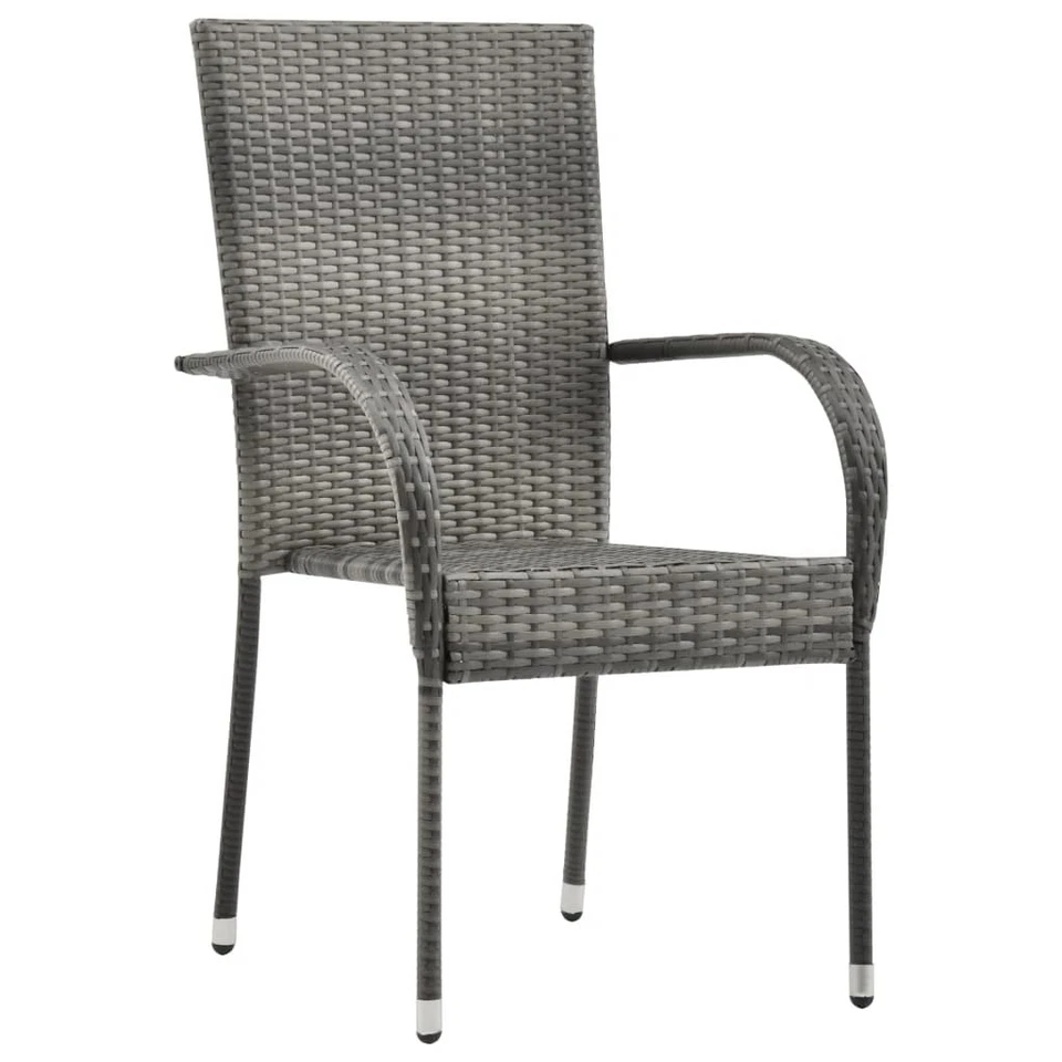 Dining Chair Set of 4 Grey PE rattan, powder-coated steel - Image 2 of 4