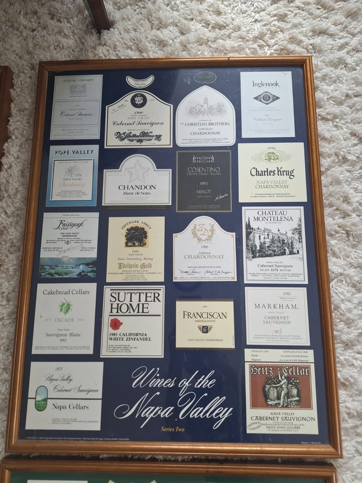 VINTAGE Wines of the Napa Valley Wine Label Series 1-4 Collector Framed Posters - Image 3 of 4