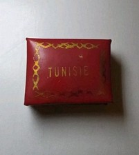 Vintage Tunisie Red And Gold Colored Leather Match Box W/Matches