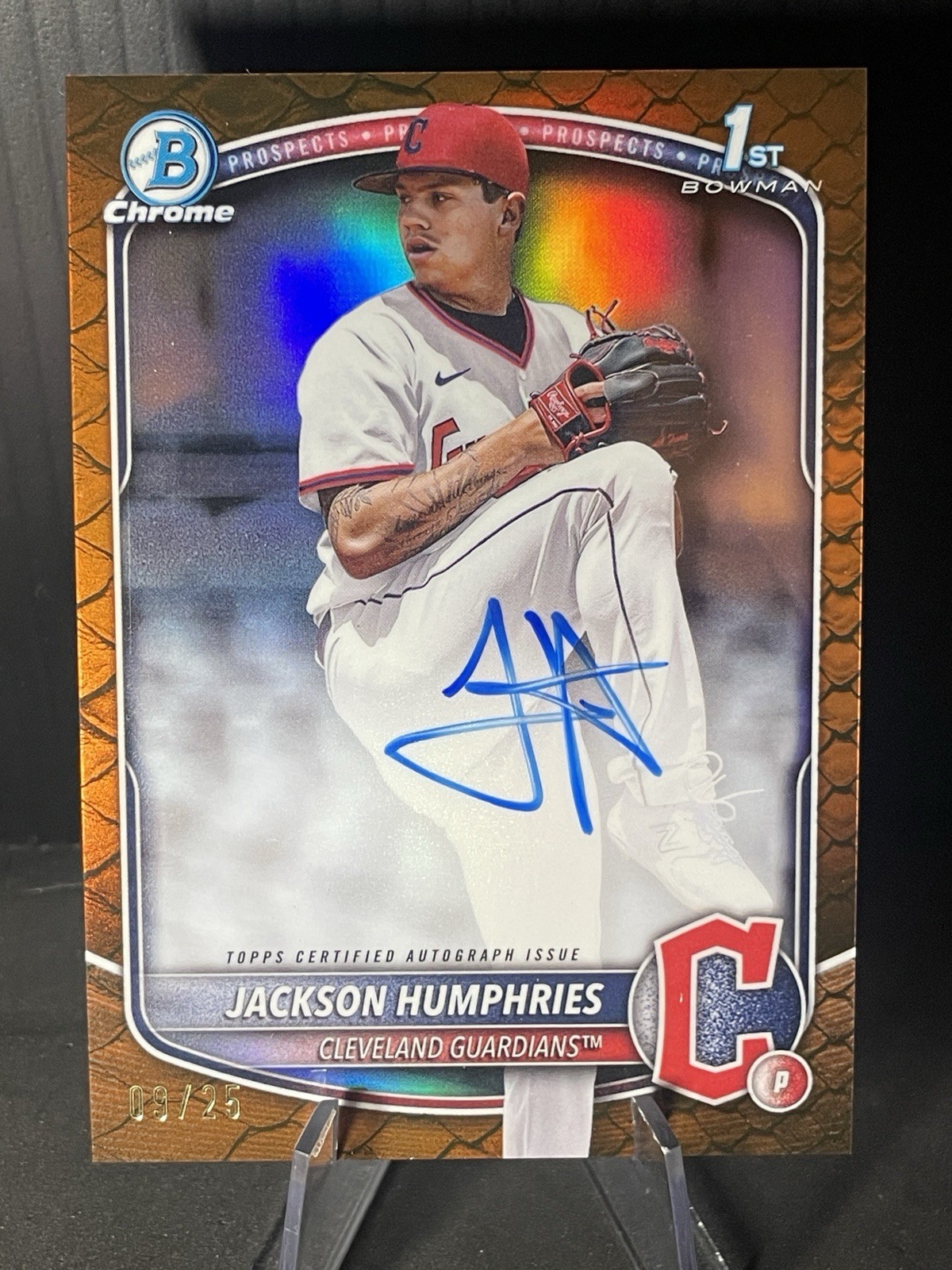 2025 Bowman Chrome 1st JACKSON HUMPHRIES Autograph /25 Orange Reptilian SSP