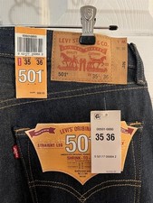 Deadstock New 2014 Levi's 501 Shrink-To-Fit Original Straight Leg Jeans 35 x 36