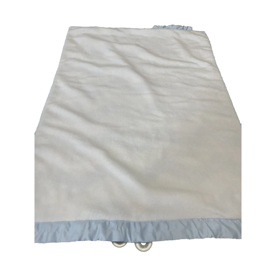 Wendy Bellissimo Blue Chevron Blanket Plush Fleece Matte Satin Trim ZigZag - Image 3 of 4