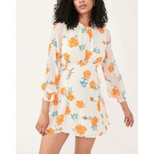 FREE PEOPLE Samantha Long Sleeve Floral Mini Dress Light Combo Large L