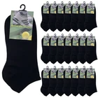 24x COTTON ANKLE SOCKS Sport Low Cut Mens Womens Running  BULK Anklet - Black