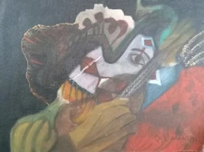 VINTAGE ABSTRACT CUBIST OOAK PORTRAIT CONTEMPORARY ORIGINAL OIL PAINTING