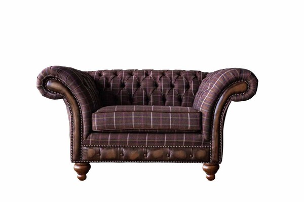 Chesterfield 1 Sitzer Couch Polster Sitz Textil Stoff Couchen Luxus Sofa-image