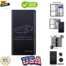 Stylish Car Document Holder for Insurance  Registration - Black Faux Leather
