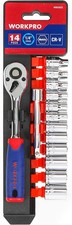 WORKPRO 14-Piece Metric Socket Wrench Set (4-13mm), Anti-Rust Cr-V Steel, 1/4" 