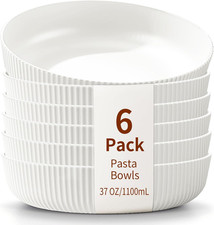 Pasta Bowls Set of 6, 37oz Salad Bowls White Soup Bowls, Large Pasta Serving Bow