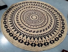 BLACK NATURAL 6'-0" x 6'-0" Broken Thread Rug Reduced Price 1172790770 NF802K-6R