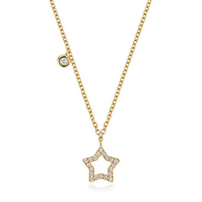 21 natürliche Diamanten Stern Collier 18kt Gelbgold gepunzt British Made