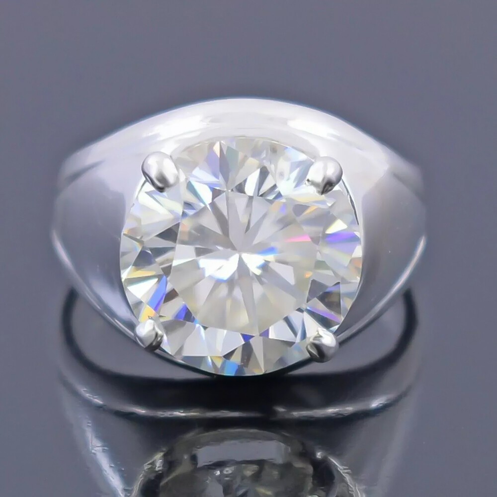 10.10 Ct Certified Round Cut White Diamond Solitaire Men's Ring In 925 Silver
