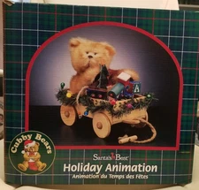 Santa's Best Animated CUBBY BEAR IN WAGON; Exc.Cond; W/Box & Power Adapter, 2000