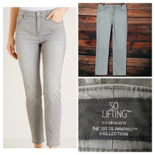 Chicos Jeans Size 1 Short US 8 So Lifting Mid Rise Straight Gray Denim Stretch
