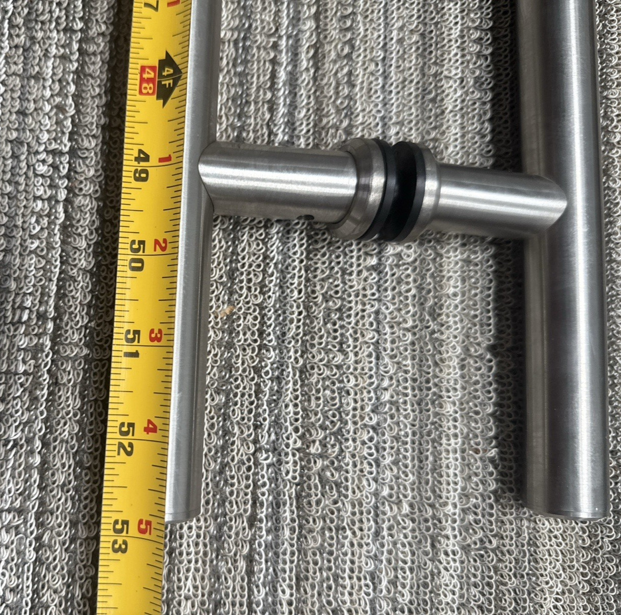 Pair Stainless Steel T-Bar Door Handles with Lock – 53" Length, Brushed Finish,