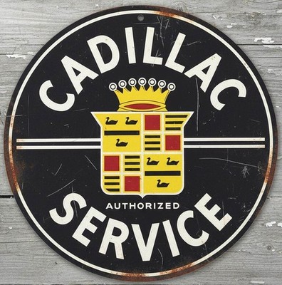 Cadillac Service 12'' Diameter Vintage Novelty Metal Sign Made In USA