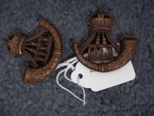 PAIR DURHAM LIGHT INFANTRY COLLAR BADGES