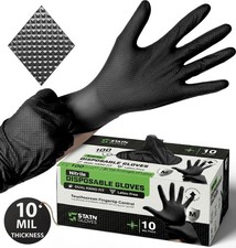 10 Mil Nitrile Non-Sterile Mechanics Gloves | Heavy Duty Disposable | Diamond Te