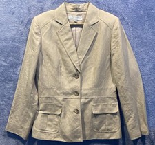 Tahari Arthur S Levine Classics Women's Beige Linen Blend Blazer Size 8 office