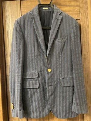 Massimo Alba Navy Cotton Blazer with Gold Buttons Size S