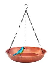 Hanging Bird Bath for Outdoor, 11 Inch Dia Antique Copper Metal Bird Feeder