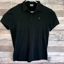 J. Lindeberg Mens Polo Shirt Large Black Classic Preppy Business Golf