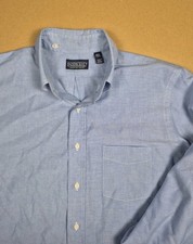 Vtg Lands End Oxford Cloth Button Down Shirt Blue OCBD Made in USA Mens XL