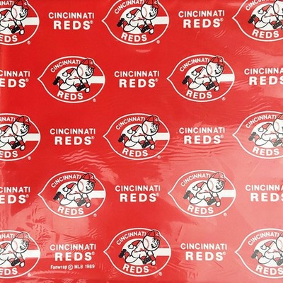 MLB CINCINNATI REDS VINTAGE 1989 FOLDED GIFT WRAP PAPER  (4) Birthday  Sports