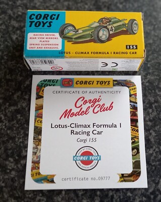 CORGI MODEL CLUB RE ISSUE 155 LOTUS CLIMAX FORMULA 1 RACING CAR