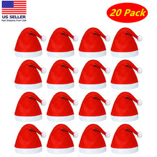 20 Pack Santa Red Hat Christmas Hat Cuffs Xmas Holiday Hat For Kids and Adults