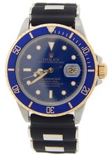 Rolex Rolex Submariner 16803 Mens 18k Yellow Gold Stainless Steel Watch Blue Sub Date