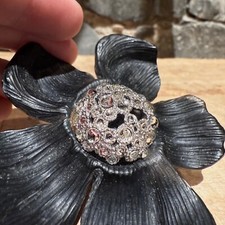 3.94" Fashion Black Crystal Rhinestone Plum Flower Brooch Pin – Elegant Alloy Jewelry