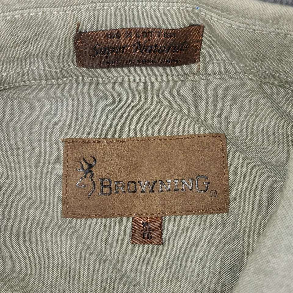 Рубашка коричневая мужская размер XL с длинным рукавом на пуговицах спереди охотничий логотип для улицы - Изображение 2 из 4