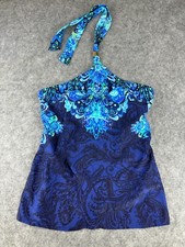 Ralph Lauren Swimwear Tankini Top Blue Turquoise Paisley Size 4 NWT