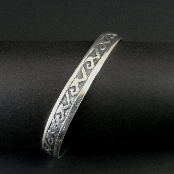 Bracelet Cuff Sterling Native look Pattern Sterli… - image 1
